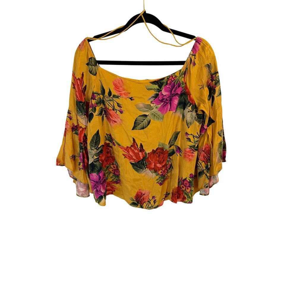 Alice + Olivia Shera off the shoulder floral blouse medium